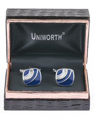 Silver/Blue Square Cufflink