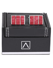 Silver/Maroon Rectangle Cufflink