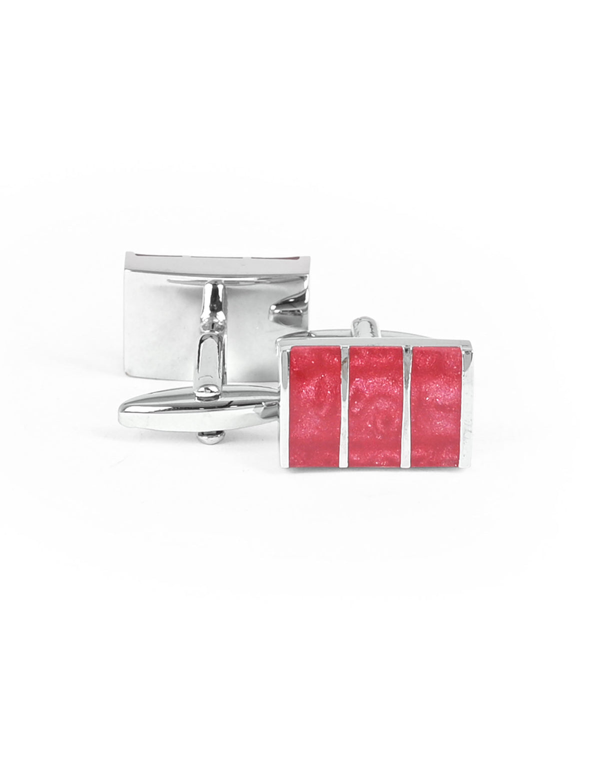 Silver/Maroon Rectangle Cufflink