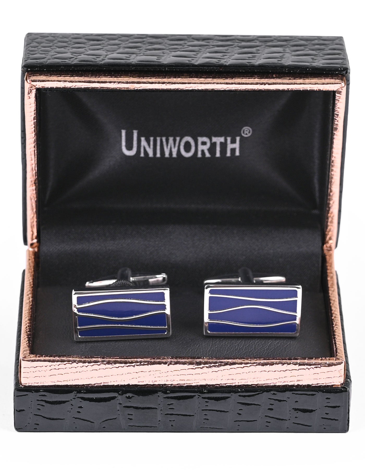 Silver/Blue Rectangle Cufflink
