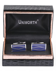 Silver/Blue Rectangle Cufflink