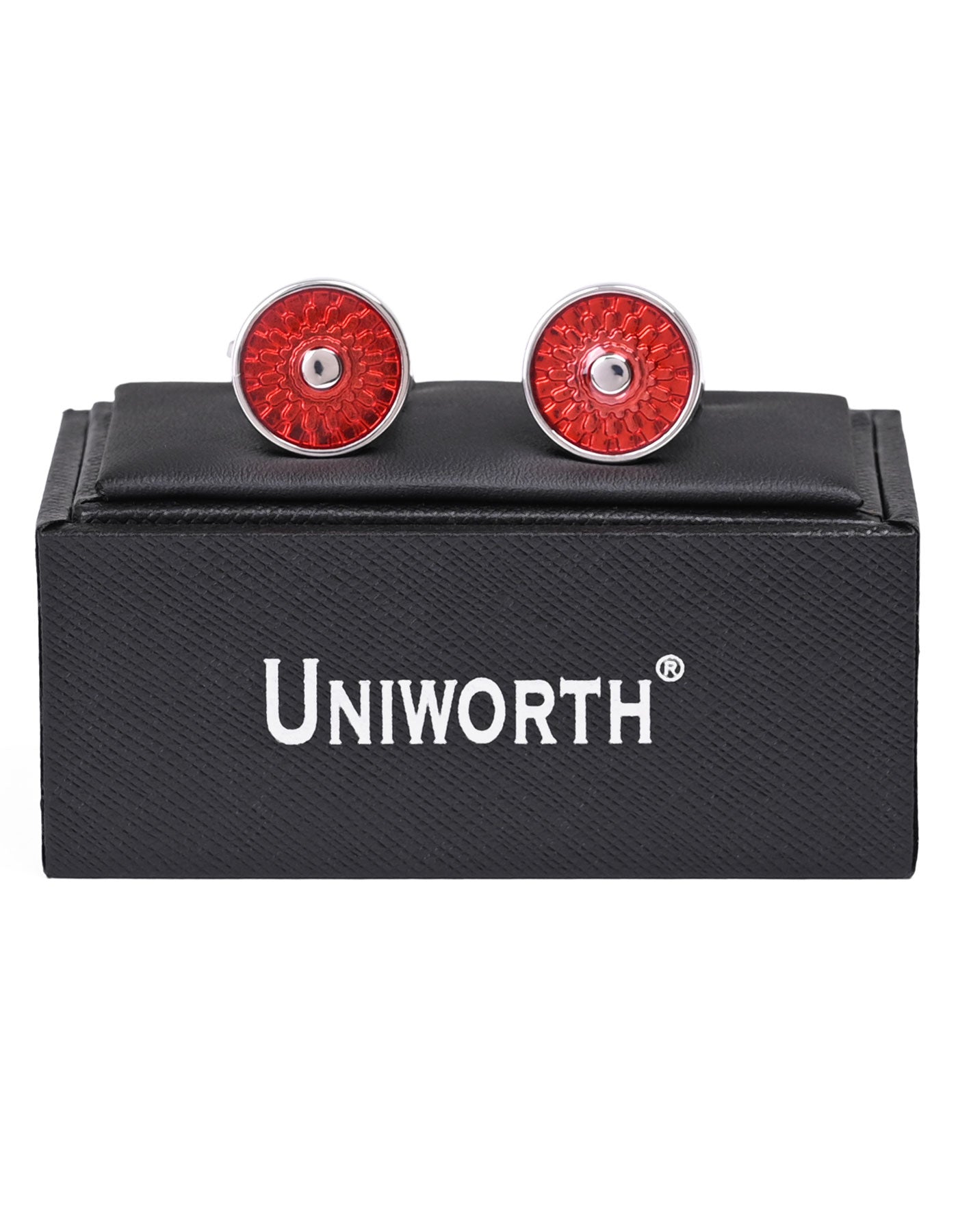 Silver/Red Circle Cufflink