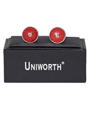Silver/Red Circle Cufflink