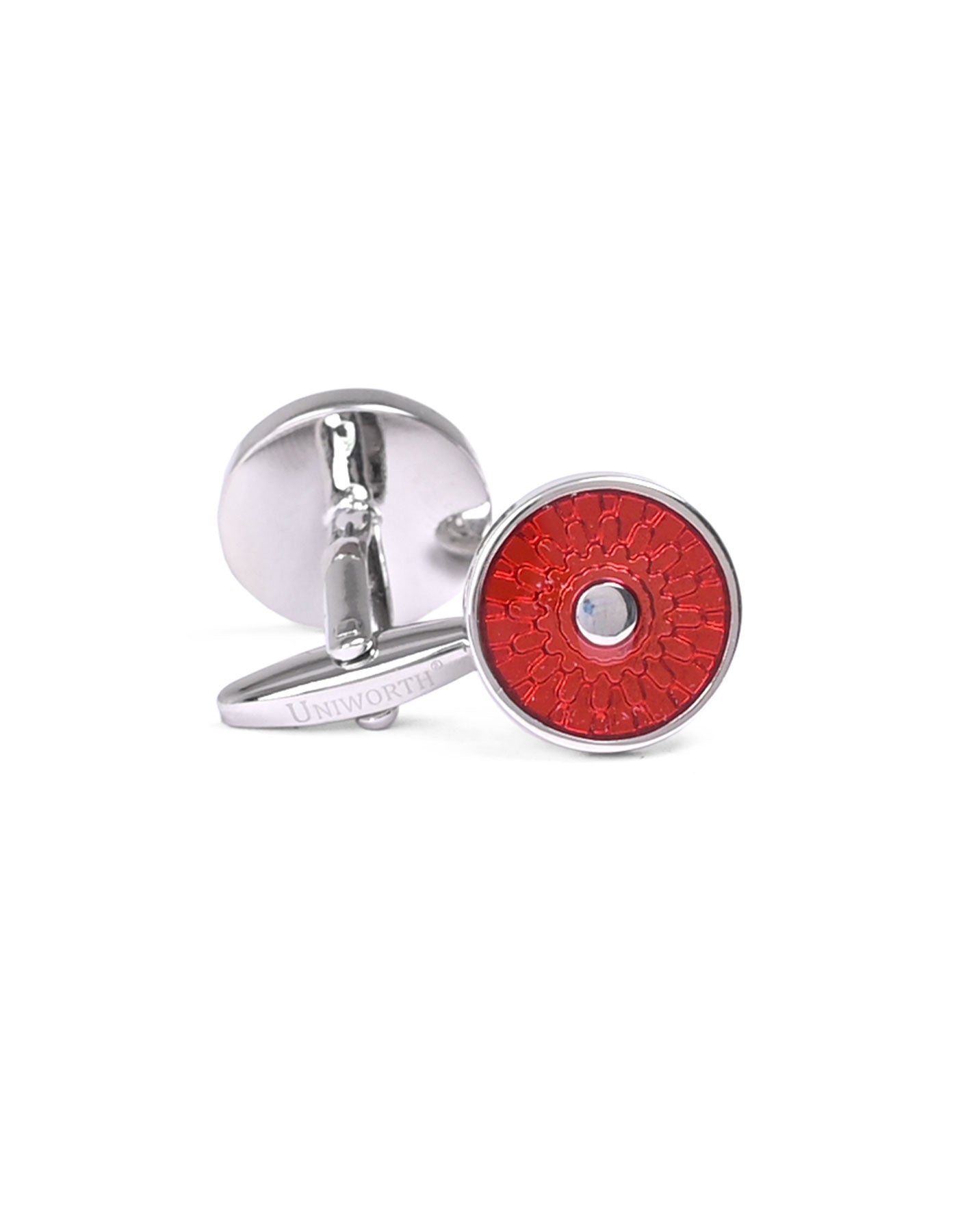 Silver/Red Circle Cufflink