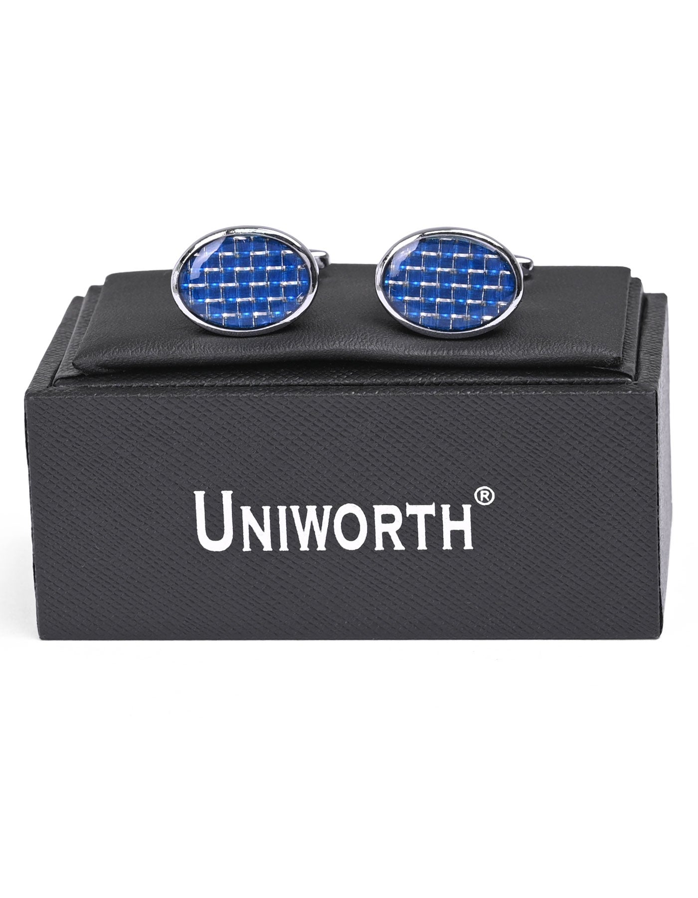 Silver/Blue Oval Cufflink