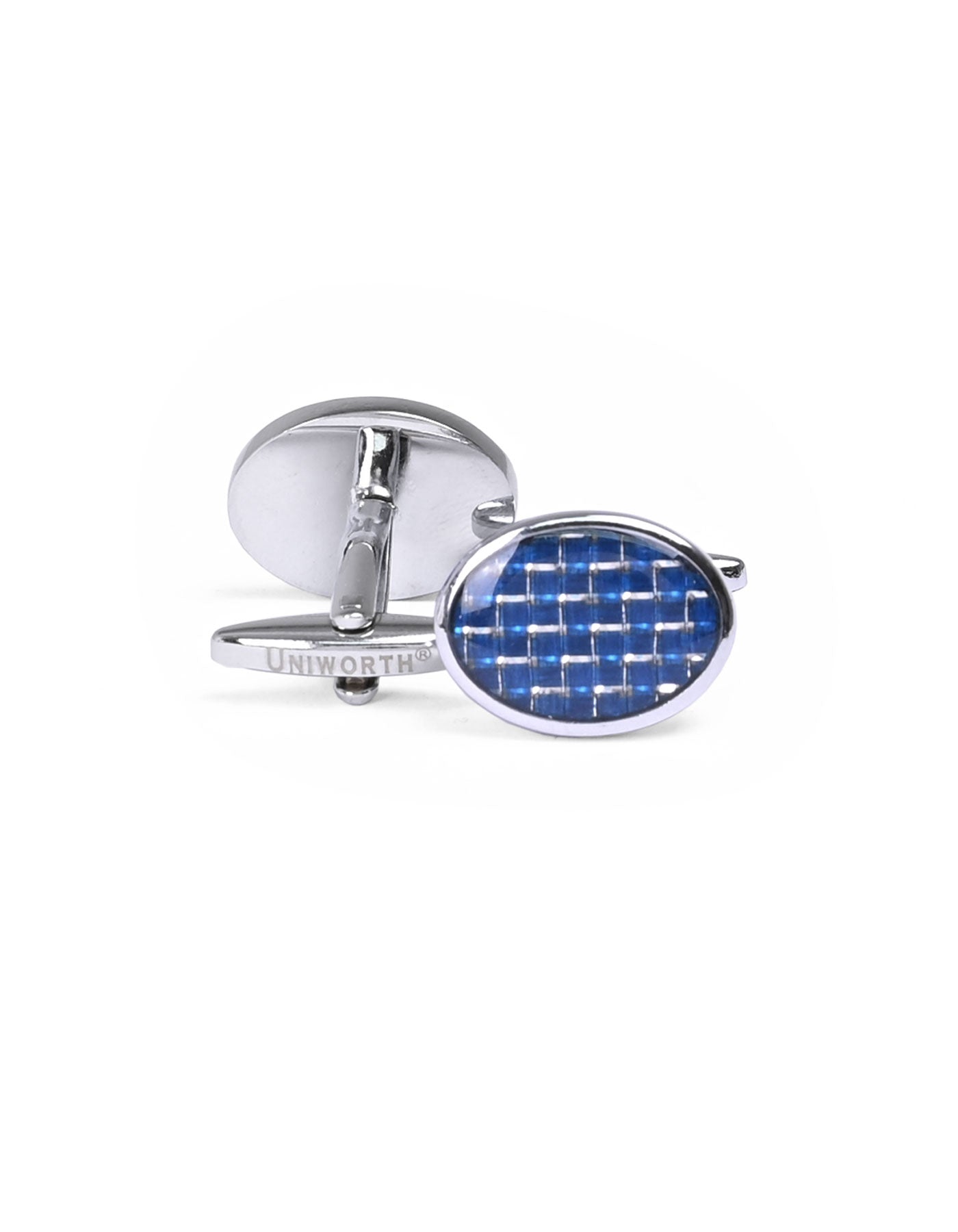 Silver/Blue Oval Cufflink