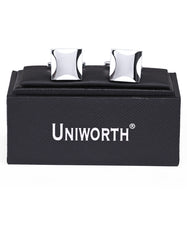 Silver/White Square Cufflink