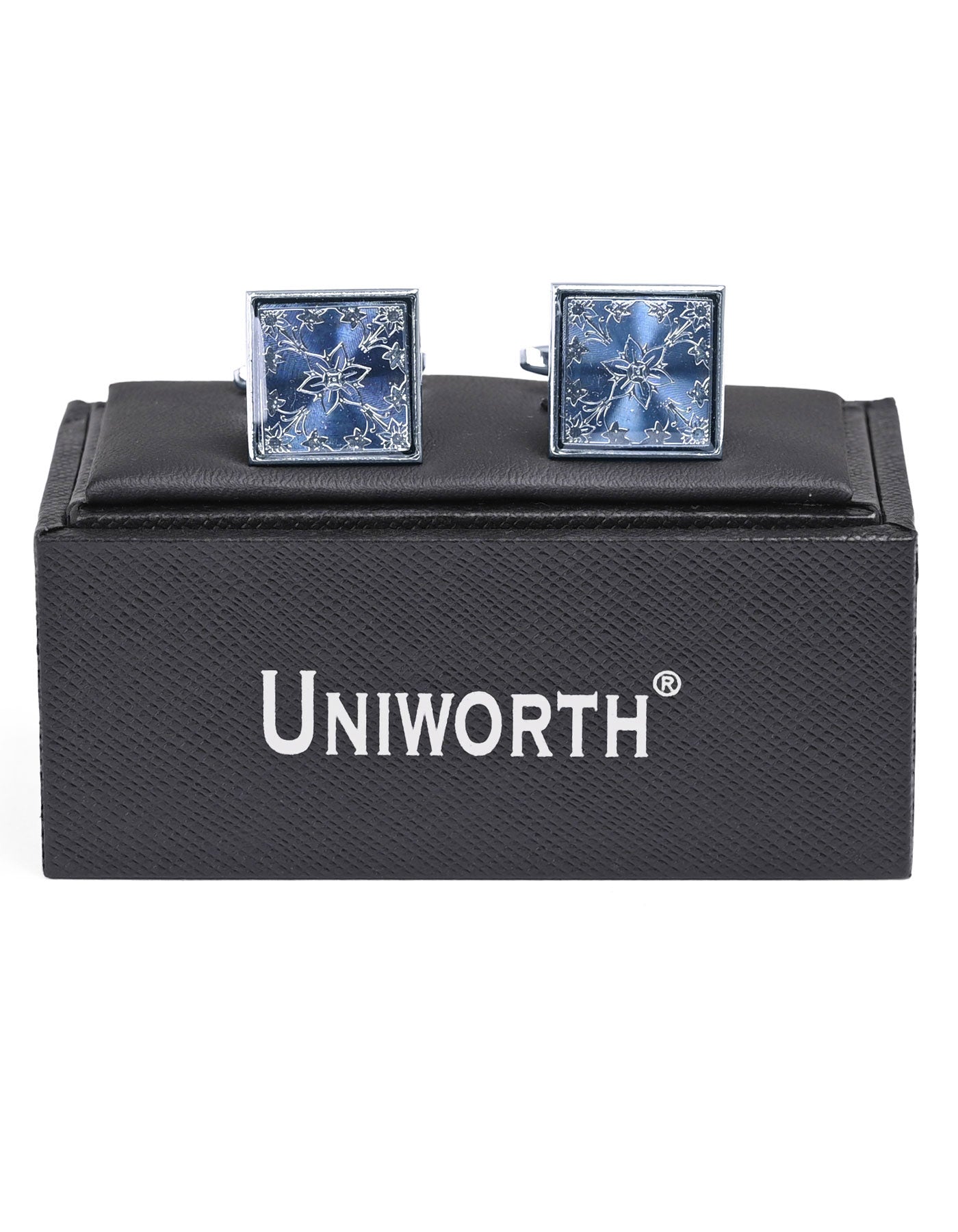 Silver/Blue Square Cufflink