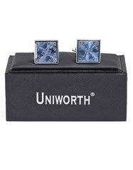 Silver/Blue Square Cufflink