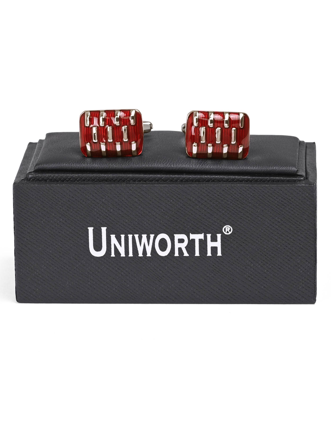 Silver/Red Rectangle Cufflink