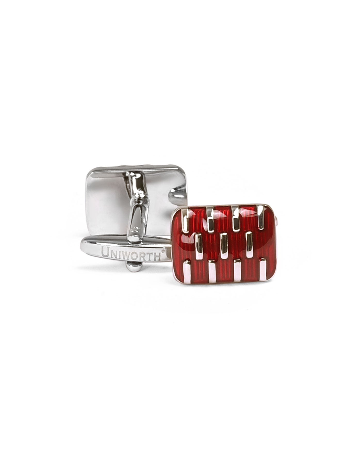 Silver/Red Rectangle Cufflink