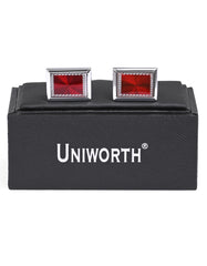Silver/Red Rectangle Cufflink
