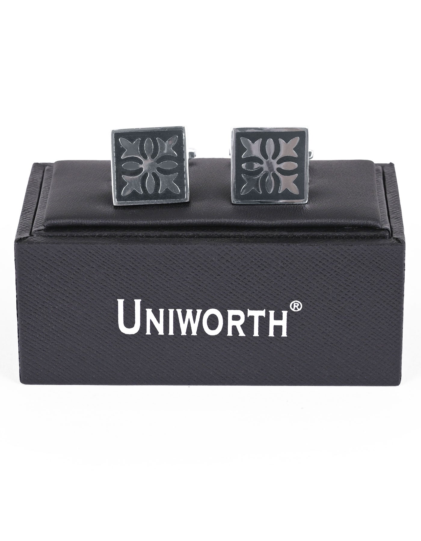 Silver/Black Square Cufflink