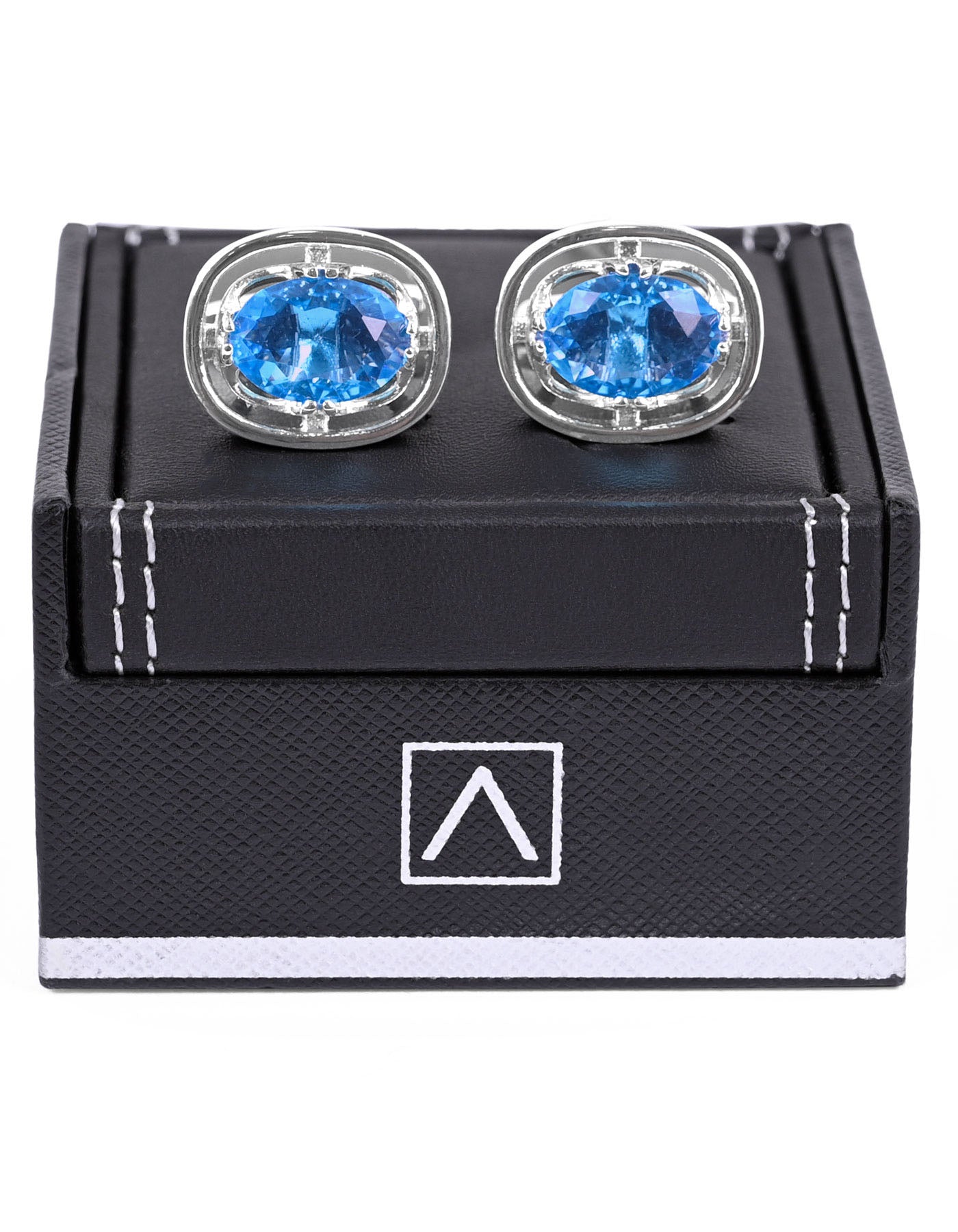 Silver/Sky Oval Cufflink