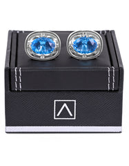 Silver/Sky Oval Cufflink