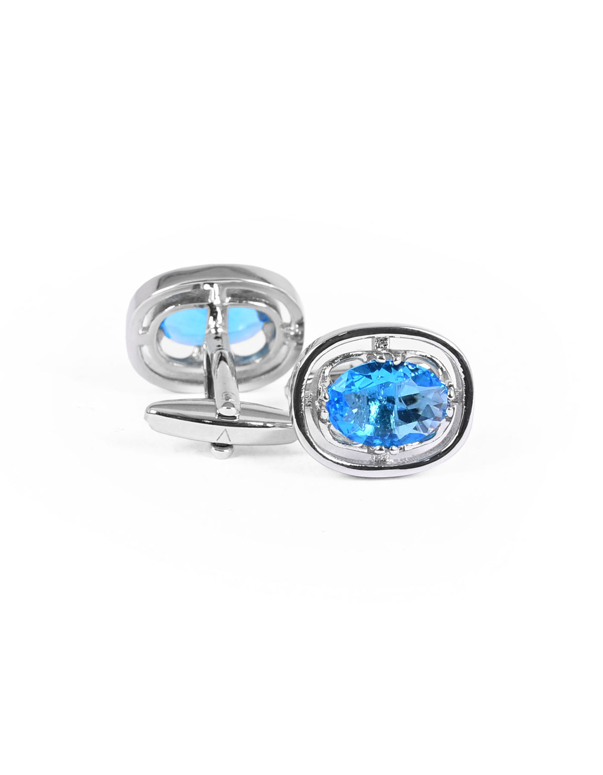 Silver/Sky Oval Cufflink