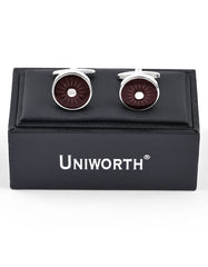L Grey Circle Cufflink