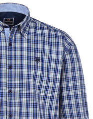 Blue Embriodery Check Casual Shirt CS2357-1R-XL