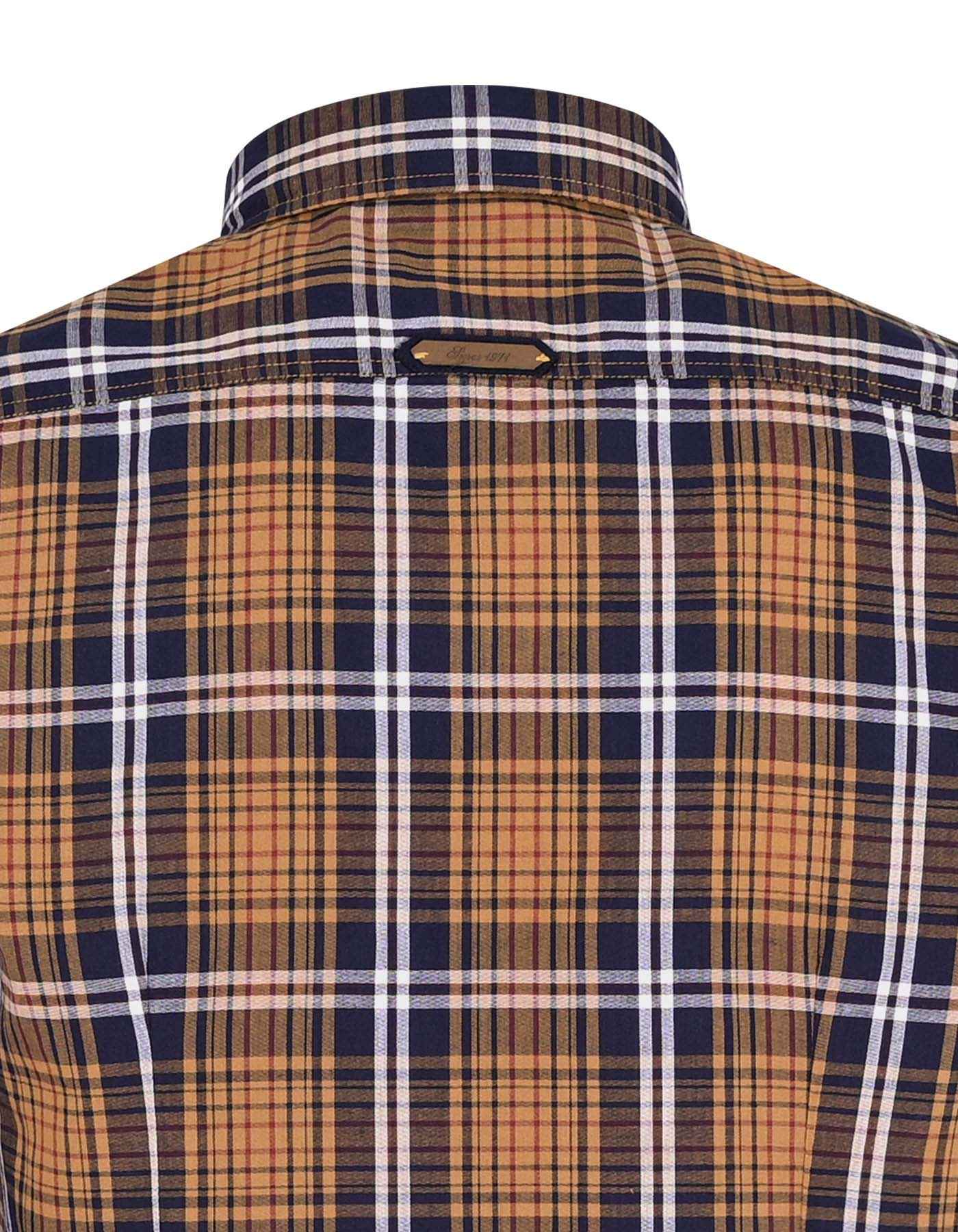 Navy/Mustard Check Smart Fit Casual Shirt