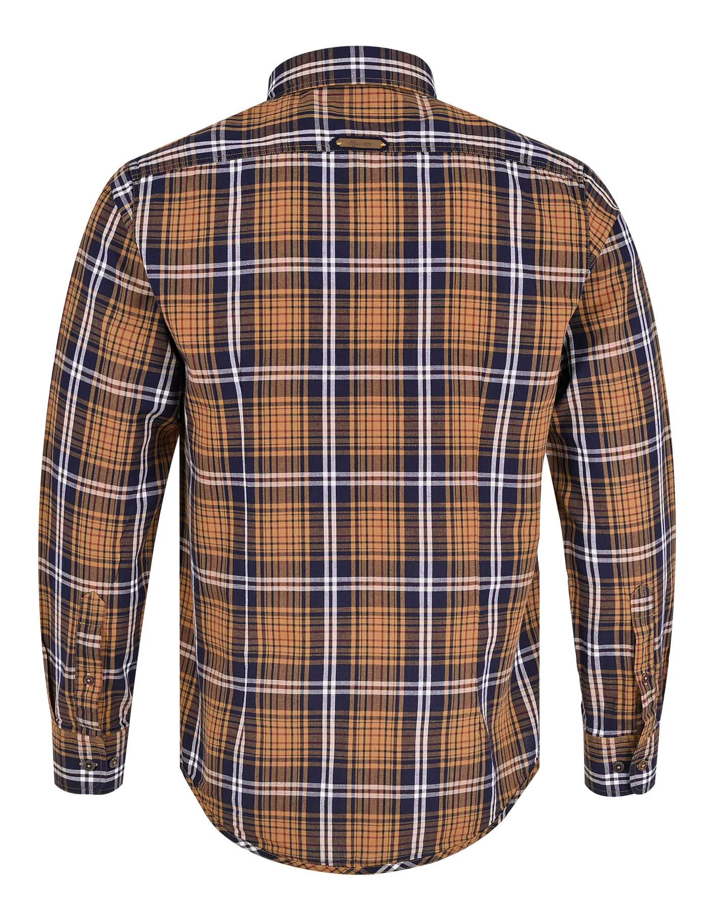 Navy/Mustard Check Smart Fit Casual Shirt