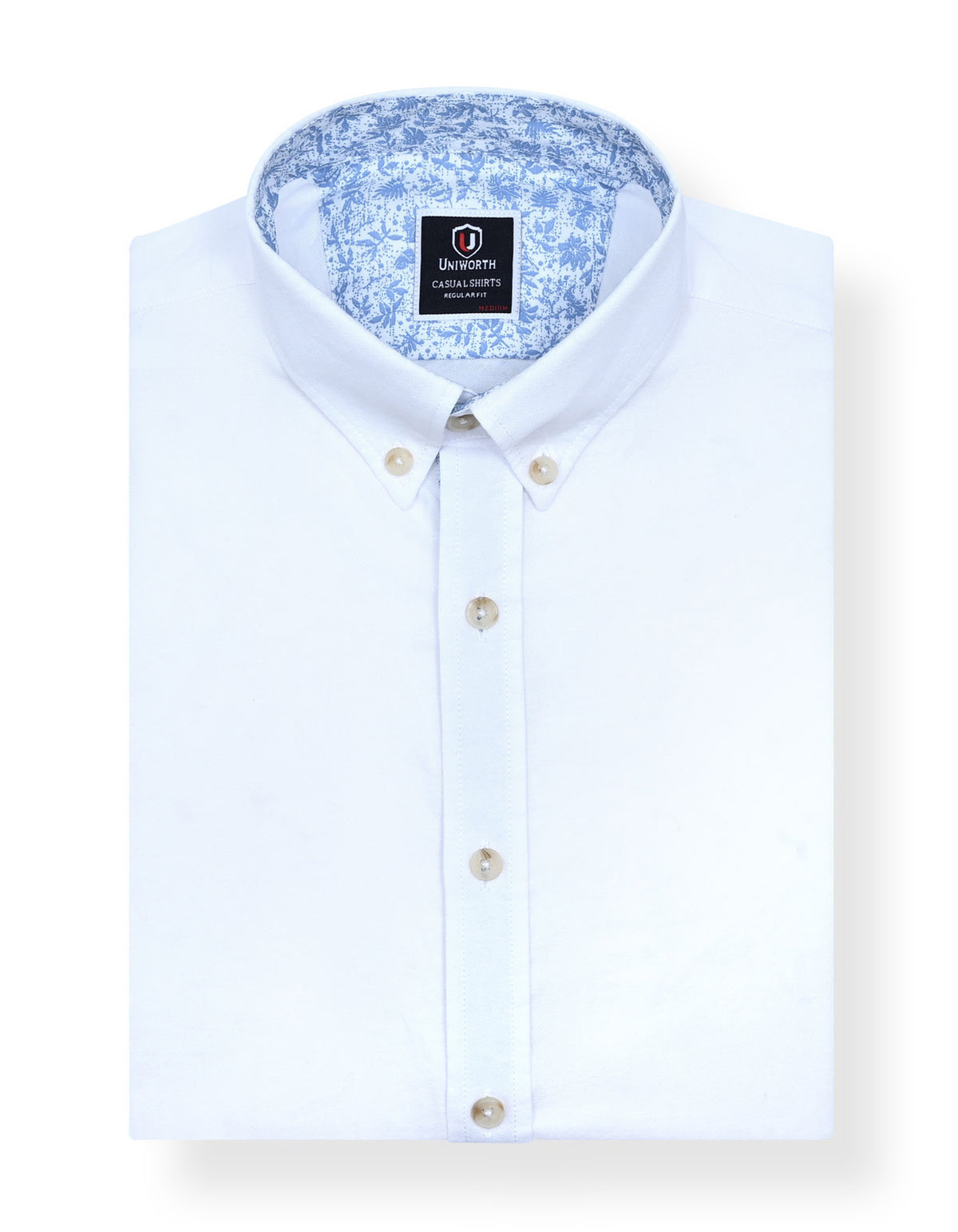 White Basic Plain Casual Shirt CS2442-1R-S