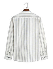 Off White Basic Stripe Casual Shirt CS2445R-1-XXL