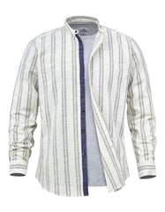 Off White Basic Stripe Casual Shirt CS2445R-1-L