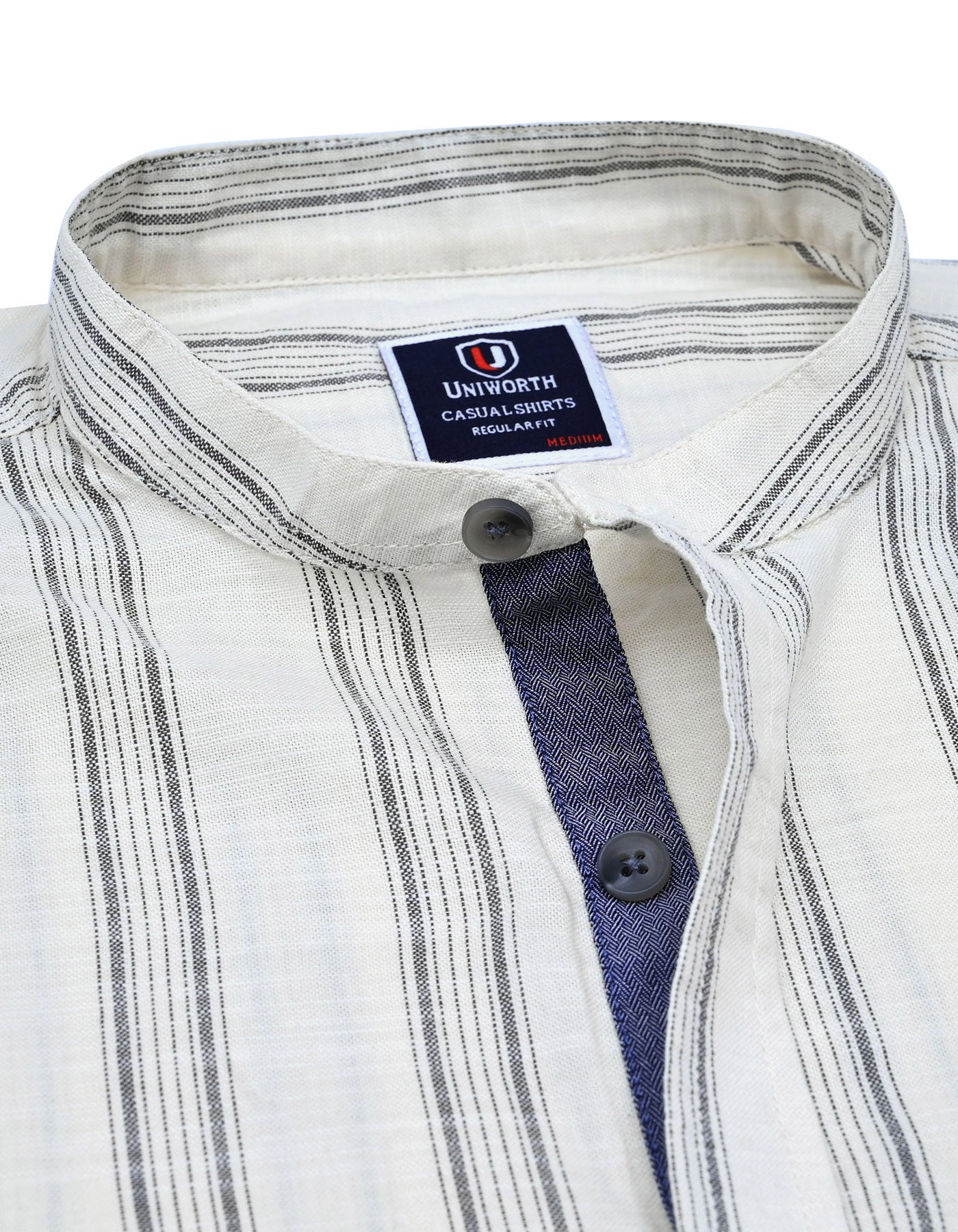 Off White Basic Stripe Casual Shirt CS2445R-1-XL