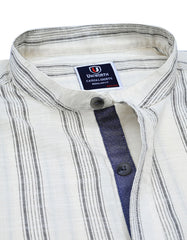Off White Basic Stripe Casual Shirt CS2445R-1-XL
