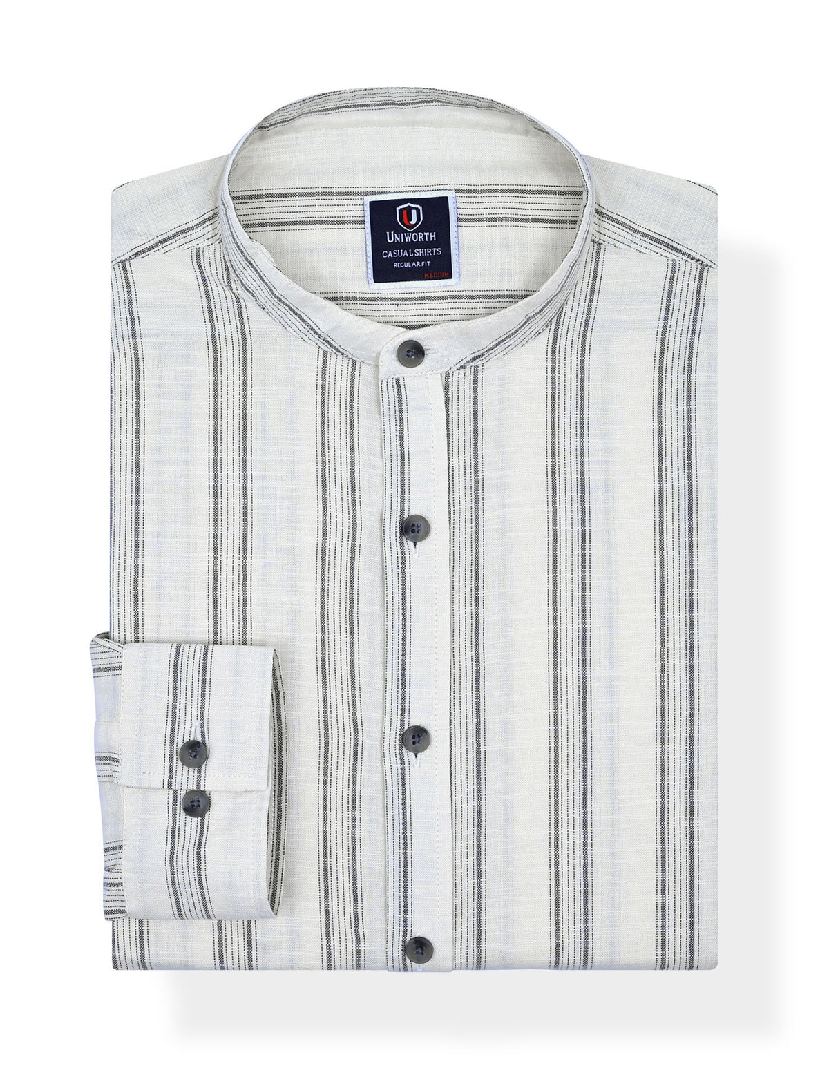 Off White Basic Stripe Casual Shirt CS2445R-1-S