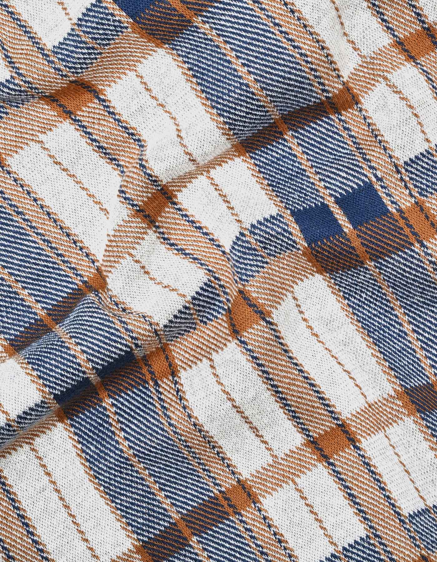 Off White Check Oversized Fit Casual Knit Shirt
