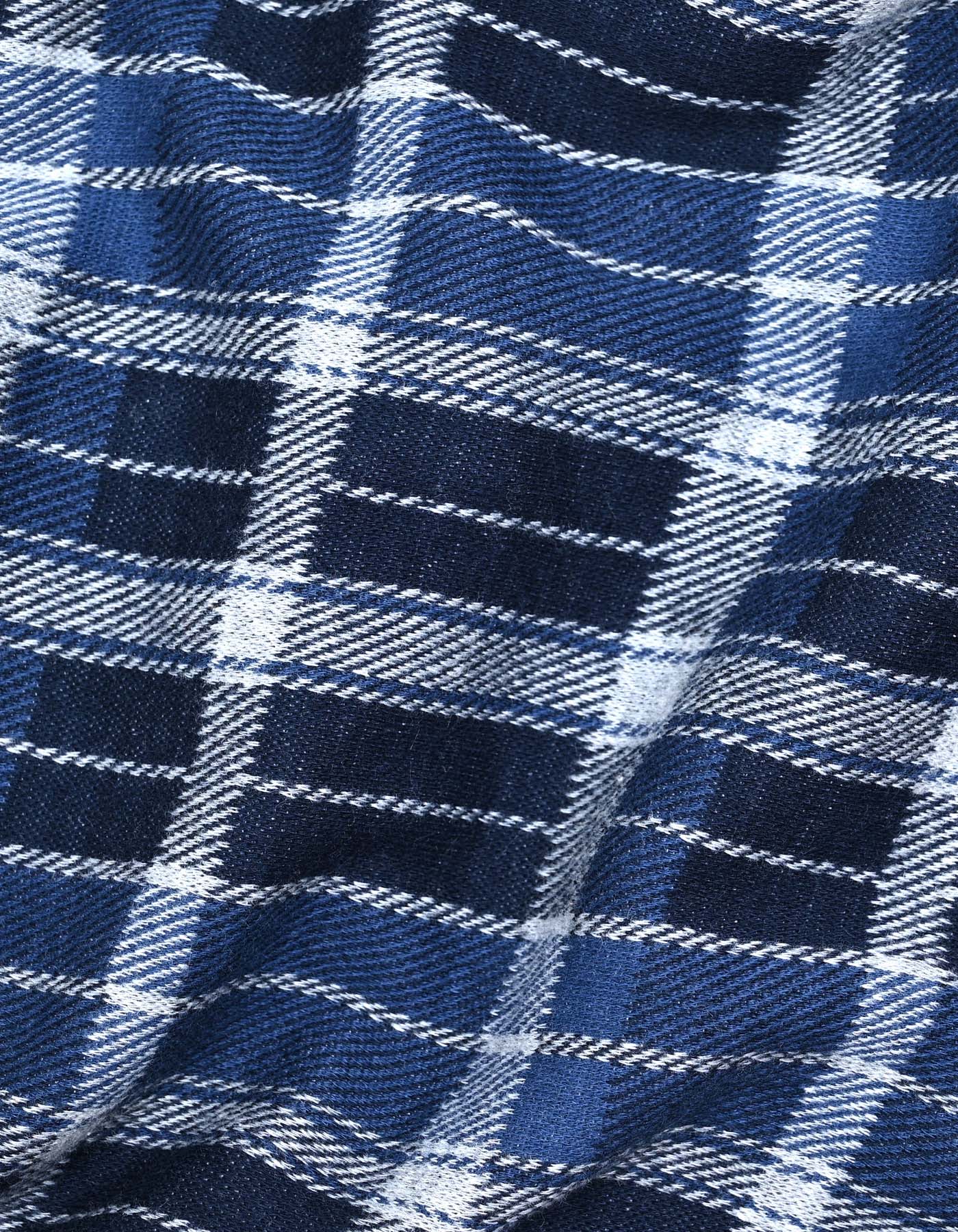 Navy Plaid Oversized Fit Casual Knit Shirt