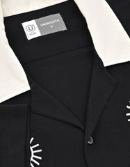 Black Embroidered Resort Collar Shirt