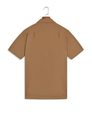 Camel Embroidered Resort Collar Shirt