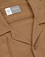 Camel Embroidered Resort Collar Shirt