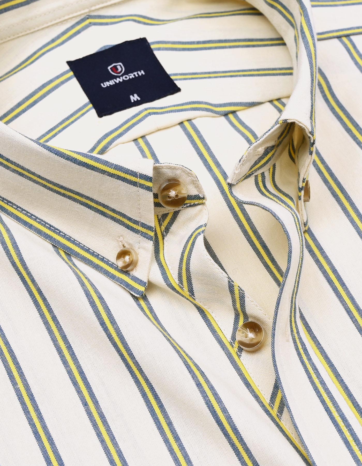 Casual Shirt Woven Cream L CSW2506-3 Uniworth CSW2506-3-L