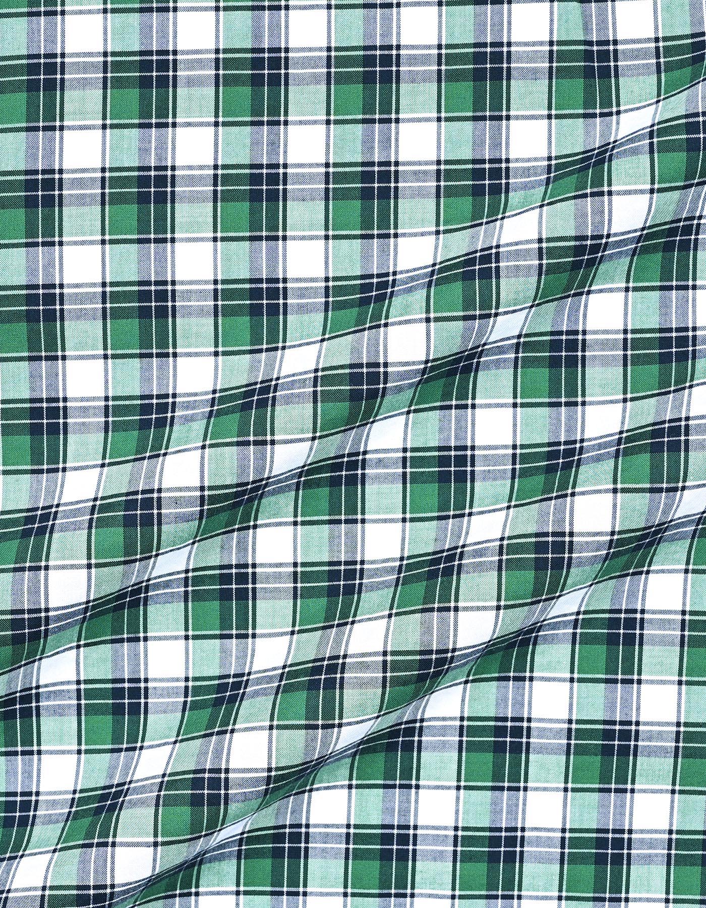 Green Check Regular Fit Casual Shirt