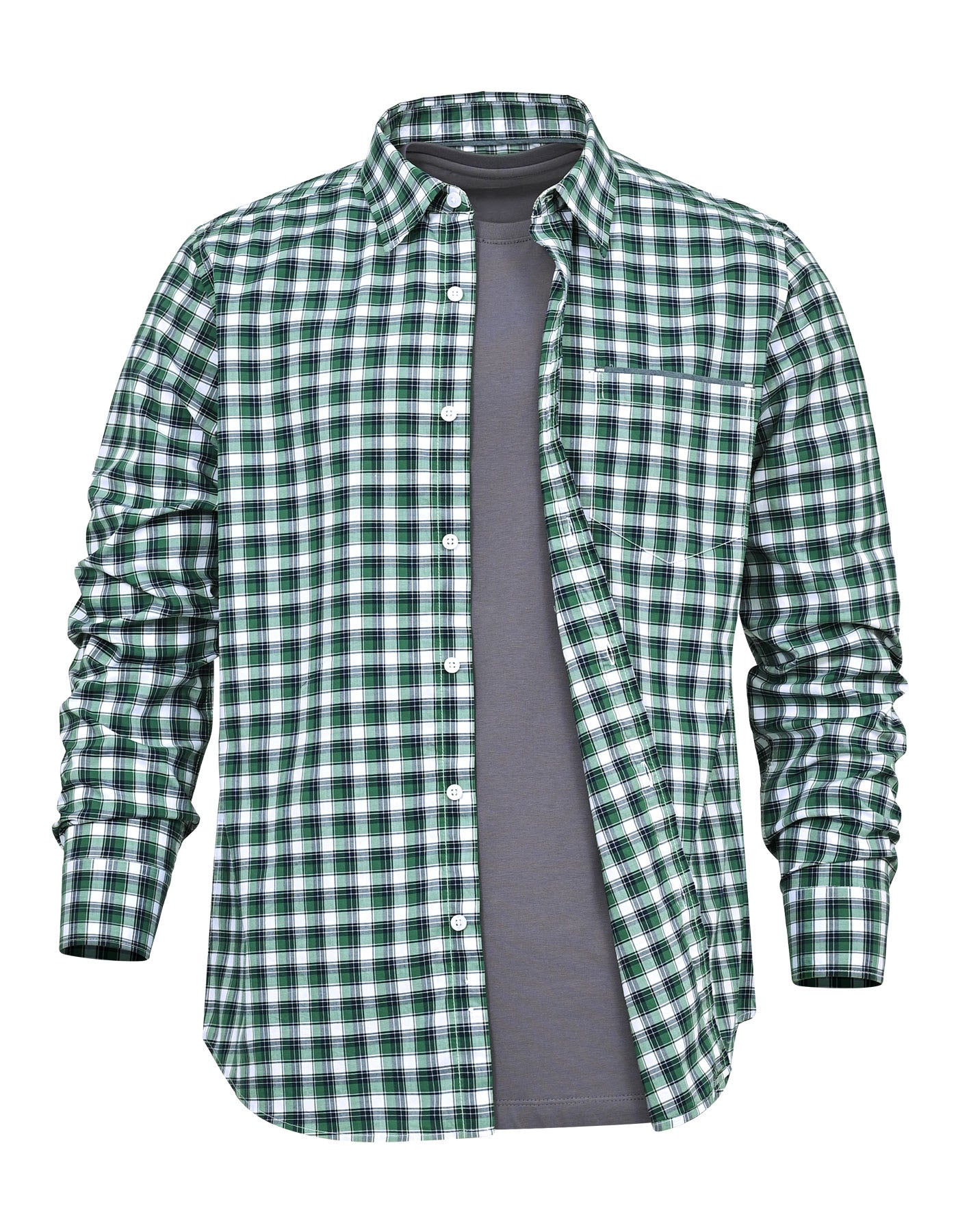 Casual Shirt Woven Green L CSW2621-2 Uniworth CSW2621-2-L