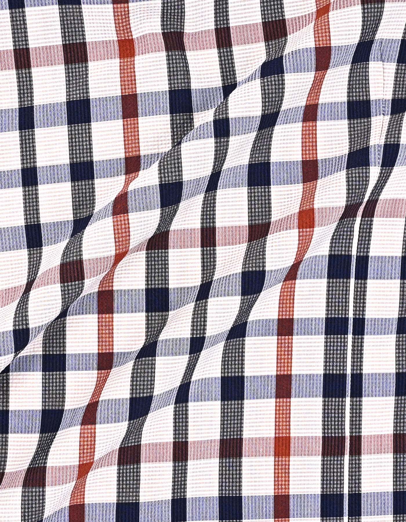 Beige Check Regular Fit Casual Shirt