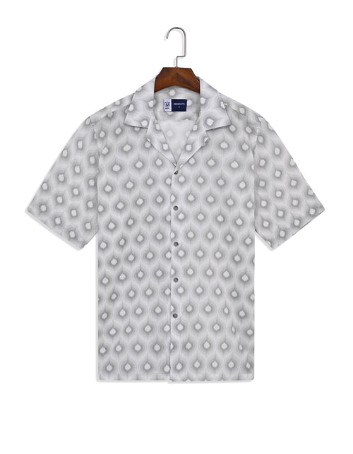 Grey Printed Resort Collar Shirt