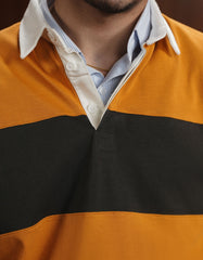 Mustard Color Block Relaxed Rugby Polo