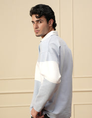 Sky Color Block Relaxed Rugby Polo