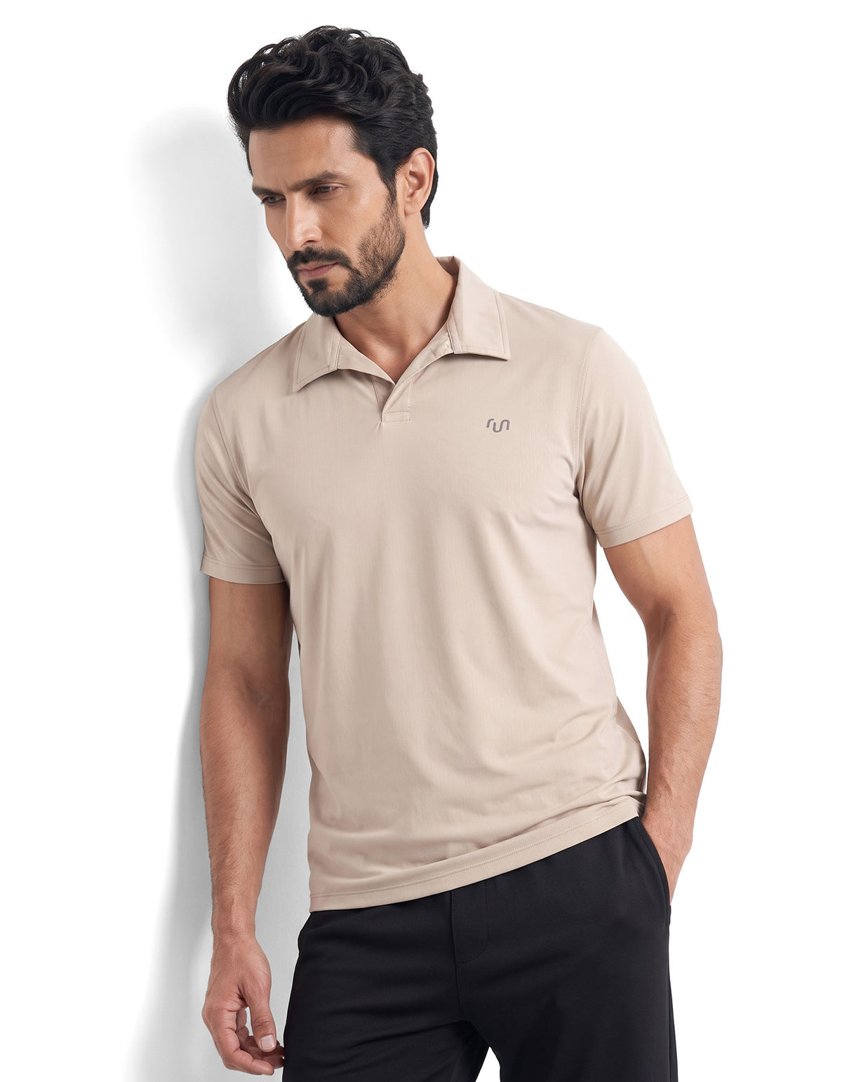 Beige Plain Gym Polo