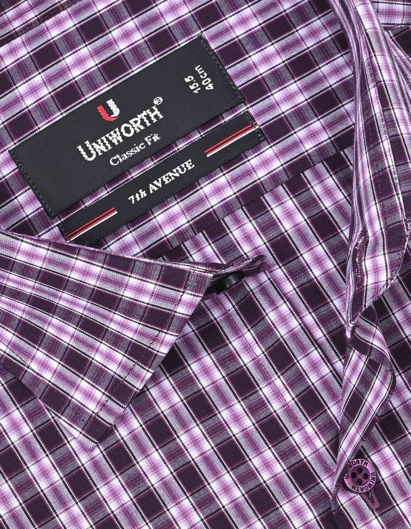 Check White/Purple Classic Fit Shirt FS1047RF-15