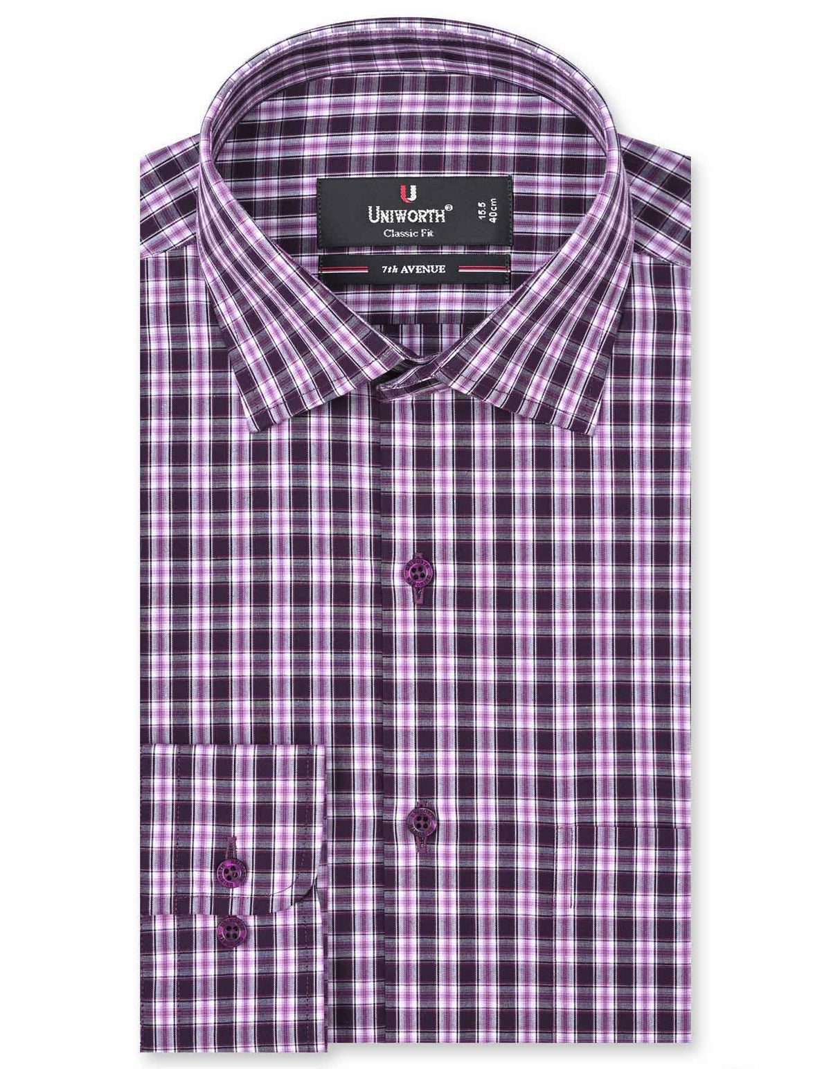 Check White/Purple Classic Fit Shirt FS1047RF-14.5