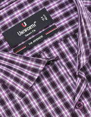 Check White/Purple Tailored Smart Fit Shirt FS1047SF-15