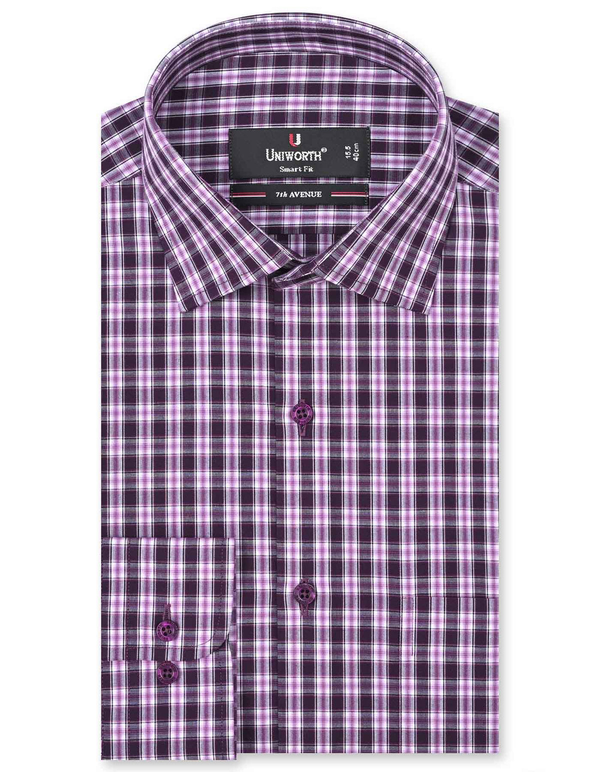 Check White/Purple Tailored Smart Fit Shirt FS1047SF-14.5