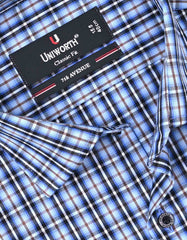 Check Sky/Brown Classic Fit Shirt FS1048RF-15