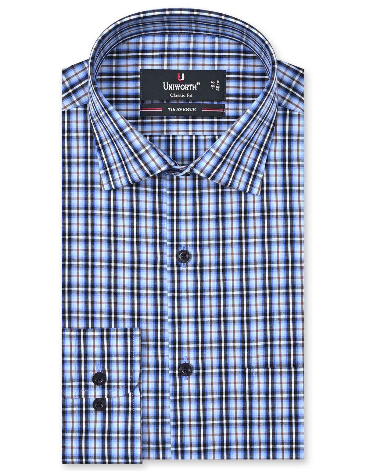 Check Sky/Brown Classic Fit Shirt FS1048RF-14.5