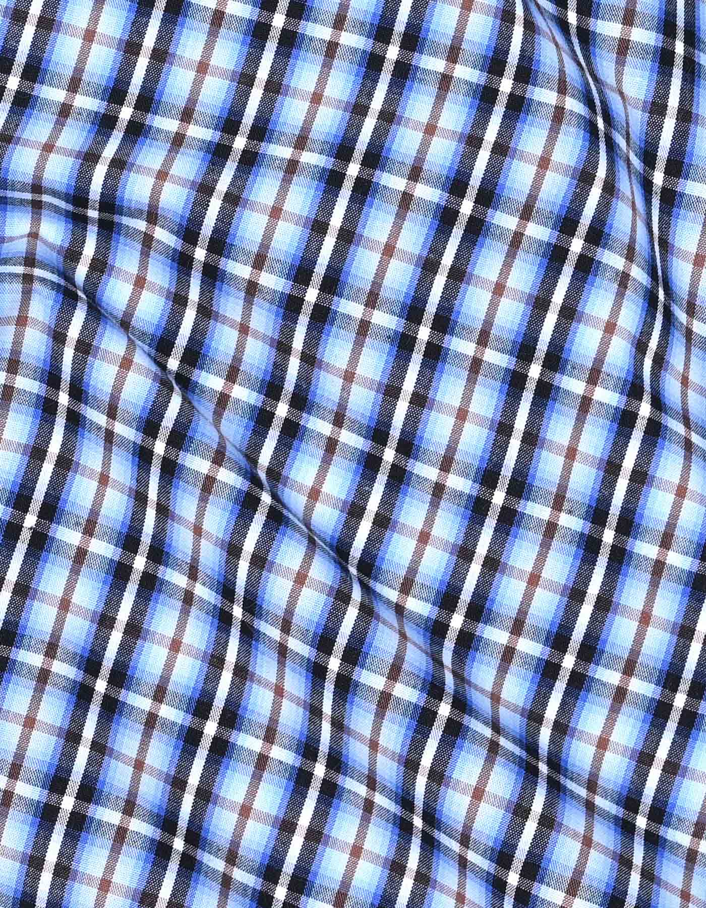 Check Sky/Brown Tailored Smart Fit Shirt FS1048SF-16